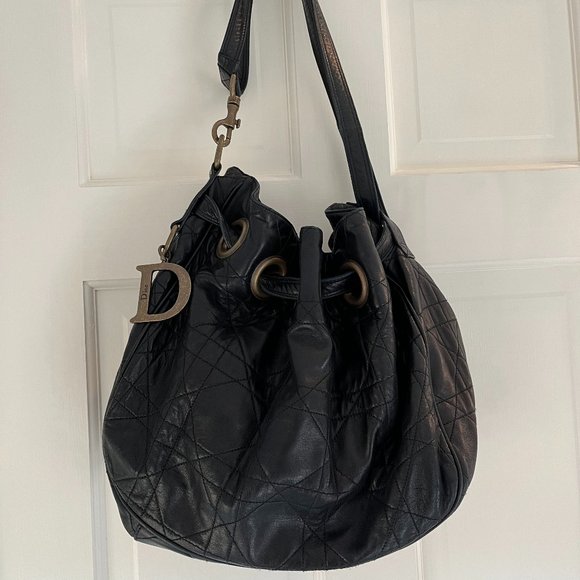 CHRISTIAN DIOR Vintage Large Cannage Drawstring Bag - Picture 2 of 9